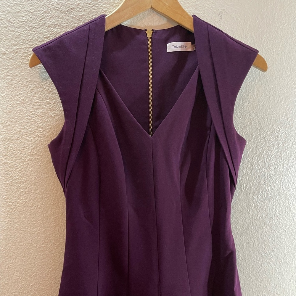 Calvin Klein Purple V-Neck Tailored Office Dress Size 2 - Picture 2 of 9